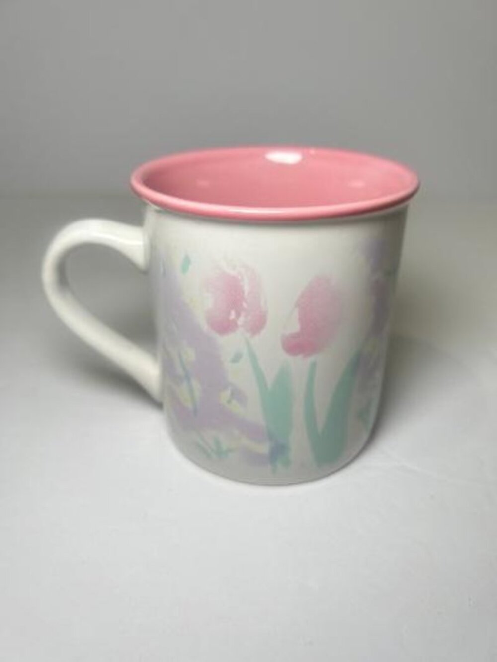 Russ Mug Floral Tulip Pastel Ceramic Coffee Cup Vintage 80's